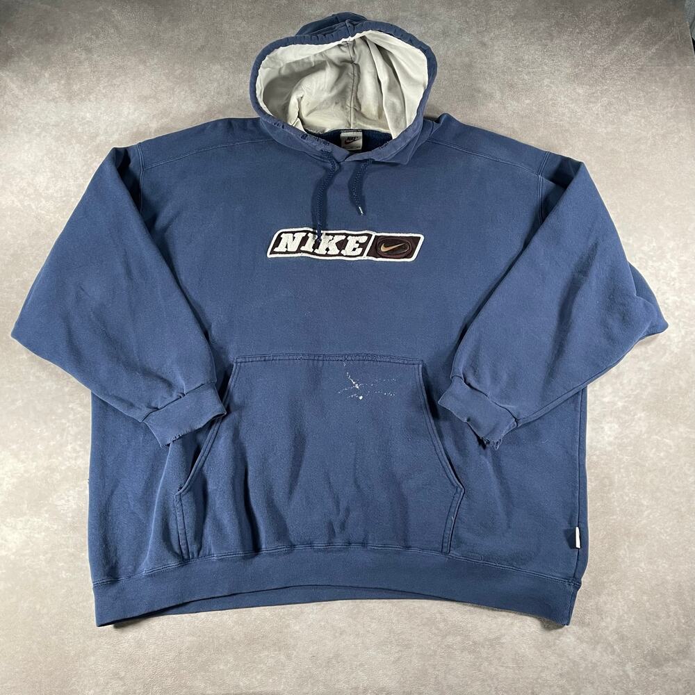 90’s Vintage Nike Blue Pullover Hoodie Made In USA Men’s 2XL